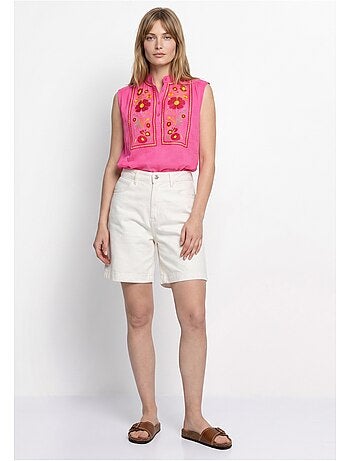Blouse sans manches, broderies vives - AFIBEL