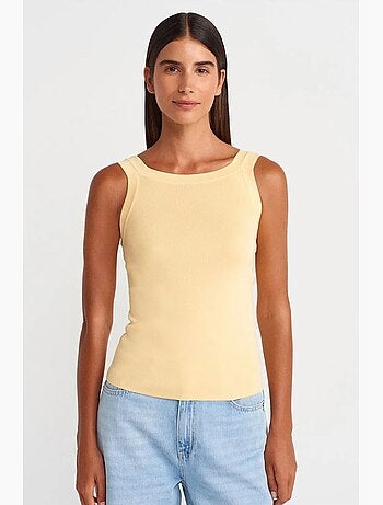 Blouse sans manches côtelée à col carré dilvin
