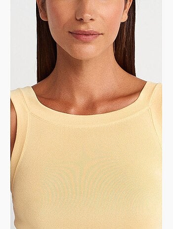 Blouse sans manches côtelée à col carré dilvin