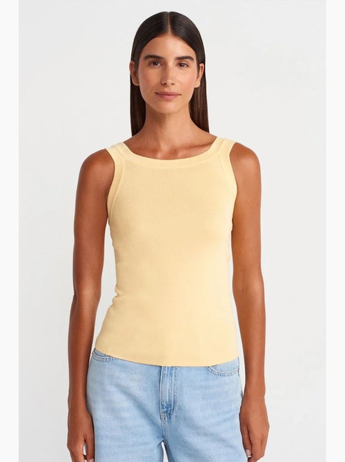 Blouse sans manches côtelée à col carré dilvin - Kiabi