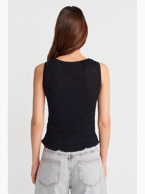 Blouse sans manches côtelée à encolure bateau dilvin - Kiabi Blouse sans manches côtelée à encolure bateau dilvin - Kiabi