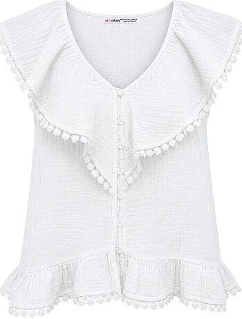 Blouse sans manches en coton à col v mixray