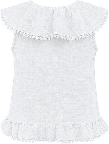 Blouse sans manches en coton à col v mixray