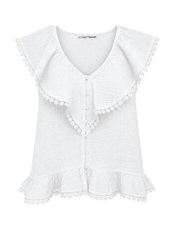 Blouse sans manches en coton à col v mixray