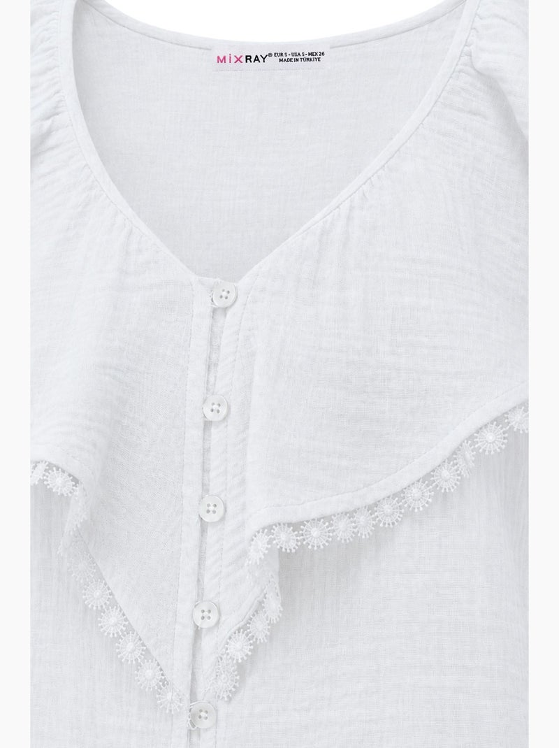 Blouse sans manches en coton à col v mixray Blanc - Kiabi