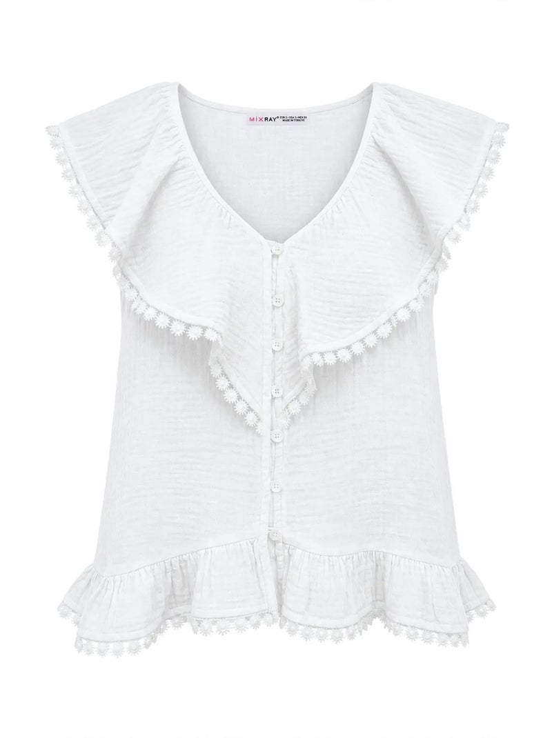 Blouse sans manches en coton à col v mixray Blanc - Kiabi