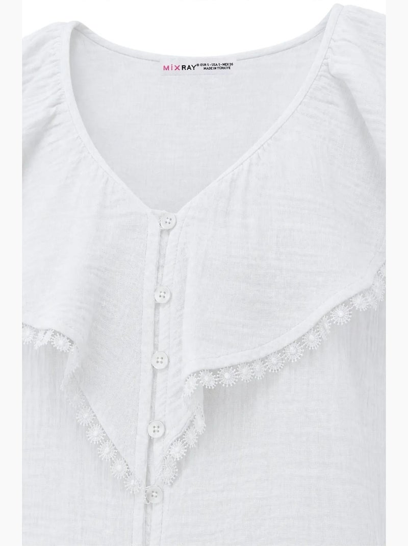 Blouse sans manches en coton à col v mixray Blanc - Kiabi