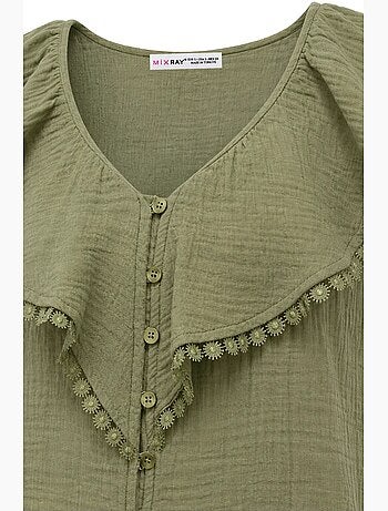 Blouse sans manches en coton à col v mixray