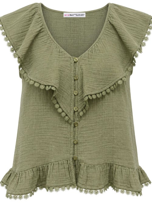 Blouse sans manches en coton à col v mixray - Kiabi Blouse sans manches en coton à col v mixray - Kiabi