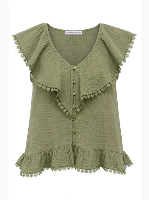 Blouse sans manches en coton à col v mixray - Kiabi Blouse sans manches en coton à col v mixray - Kiabi