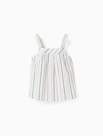 Blouse sans manches en coton à rayures ethniques B&S