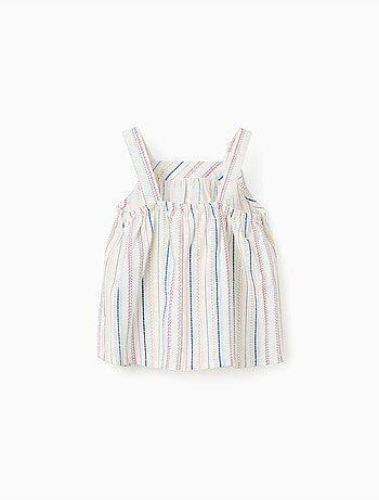 Blouse sans manches en coton à rayures ethniques B&S