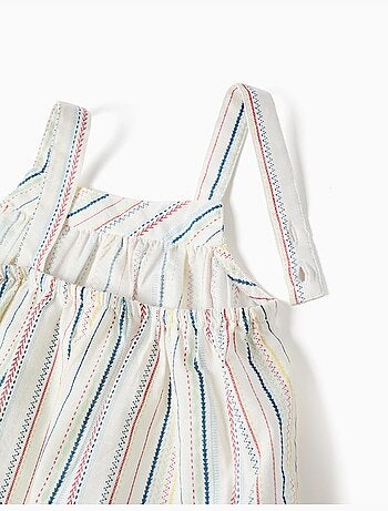 Blouse sans manches en coton à rayures ethniques B&S
