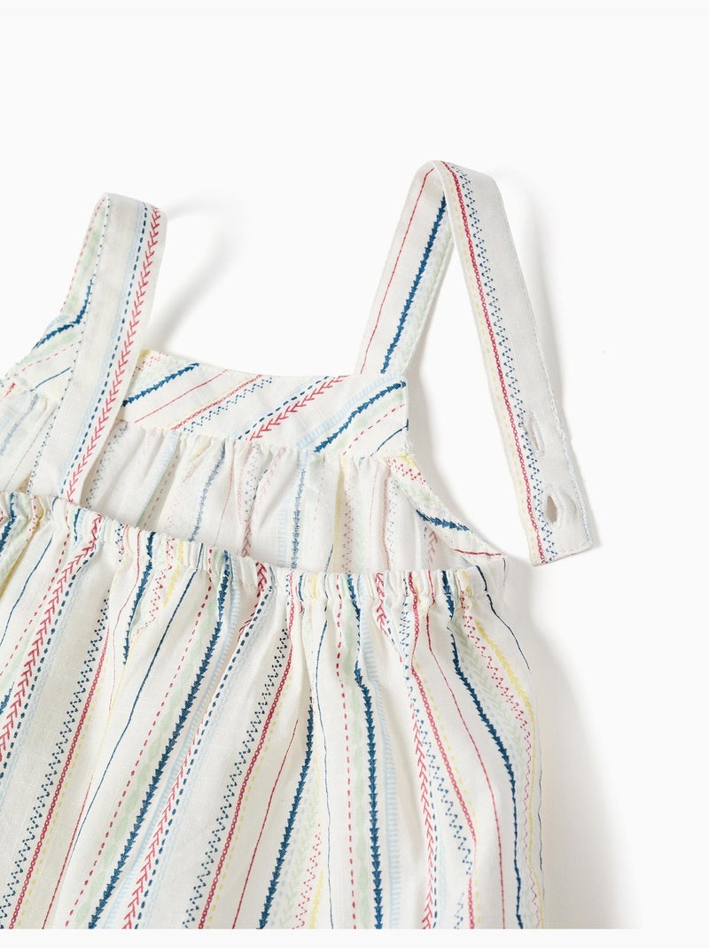 Blouse sans manches en coton à rayures ethniques B&S Blanc - Kiabi