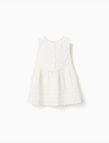 Blouse sans manches en coton avec broderie anglaise