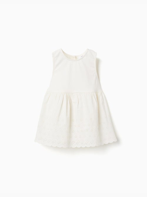 Blouse sans manches en coton avec broderie anglaise - Kiabi