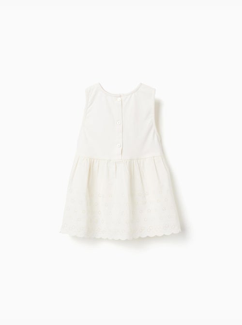Blouse sans manches en coton avec broderie anglaise - Kiabi