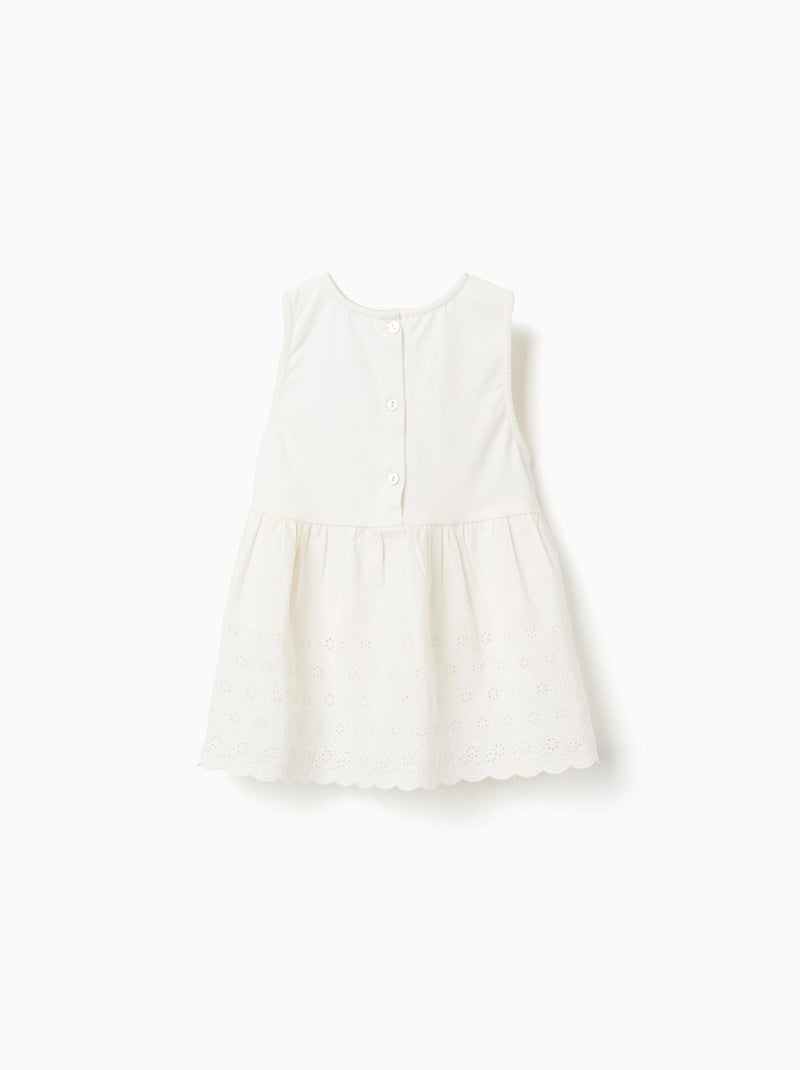 Blouse sans manches en coton avec broderie anglaise Beige clair - Kiabi