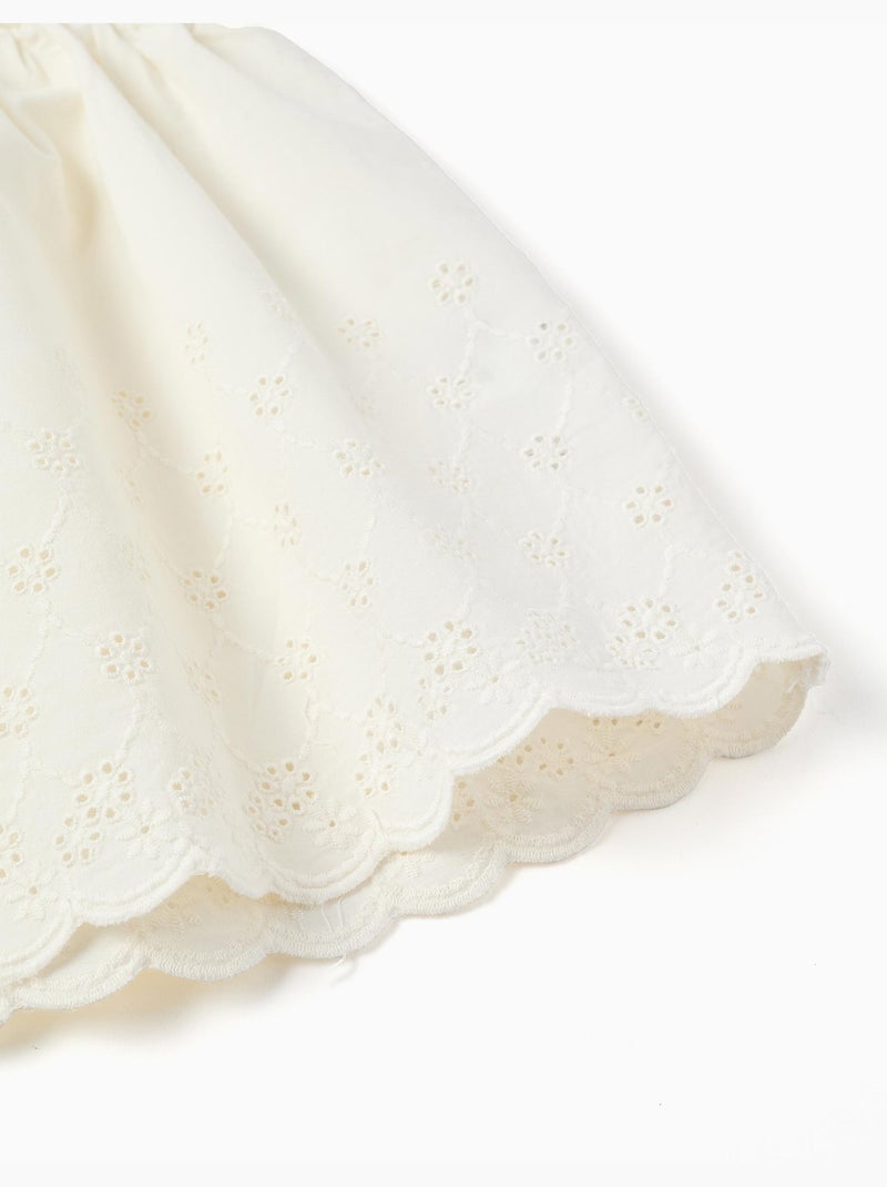 Blouse sans manches en coton avec broderie anglaise Beige clair - Kiabi