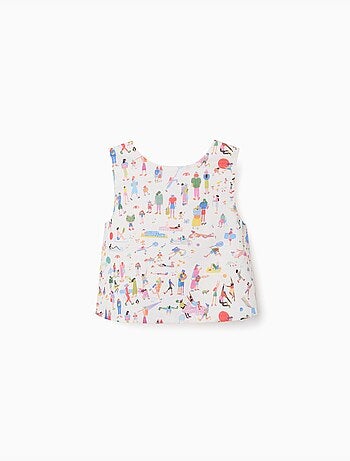 Blouse sans manches en coton avec imprimé Carolina Celas x Zippy