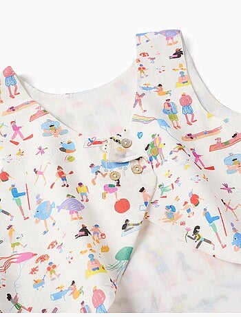 Blouse sans manches en coton avec imprimé Carolina Celas x Zippy