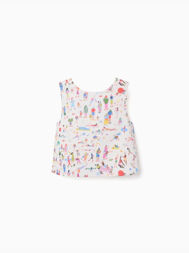 Blouse sans manches en coton avec imprimé Carolina Celas x Zippy Blanc - Kiabi