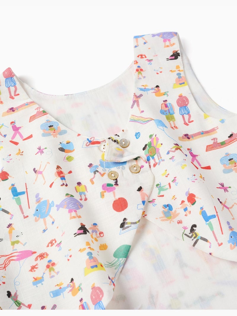 Blouse sans manches en coton avec imprimé Carolina Celas x Zippy Blanc - Kiabi