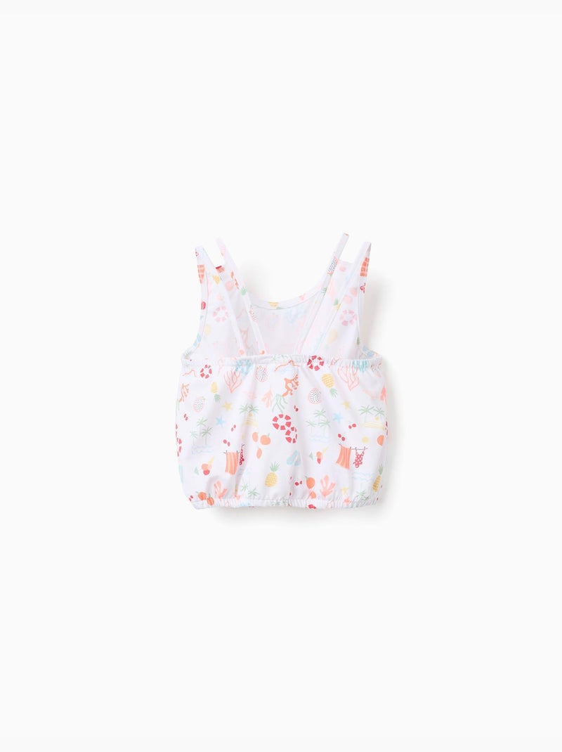 Blouse sans manches en coton avec motif de plage Blanc - Kiabi