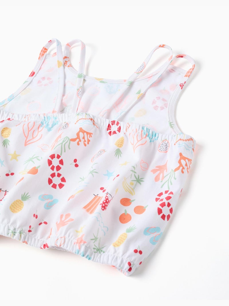 Blouse sans manches en coton avec motif de plage Blanc - Kiabi