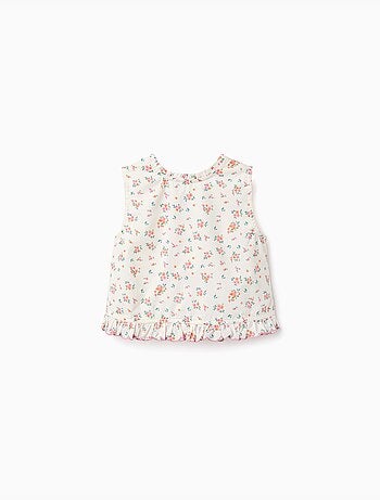 Blouse sans manches en coton avec motif floral