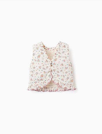 Blouse sans manches en coton avec motif floral