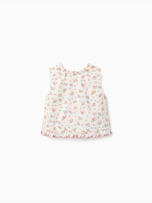 Blouse sans manches en coton avec motif floral - Kiabi Blouse sans manches en coton avec motif floral - Kiabi