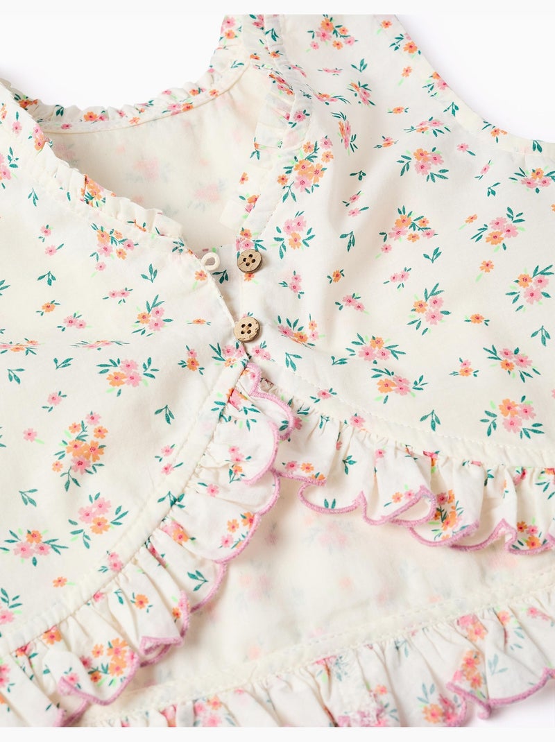 Blouse sans manches en coton avec motif floral Beige clair - Kiabi