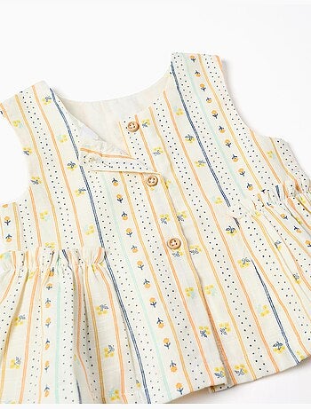 Blouse sans manches en coton avec motif floral