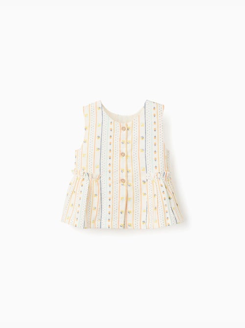 Blouse sans manches en coton avec motif floral - Kiabi