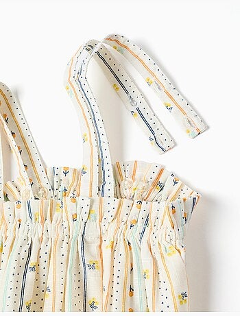 Blouse sans manches en coton avec motif floral