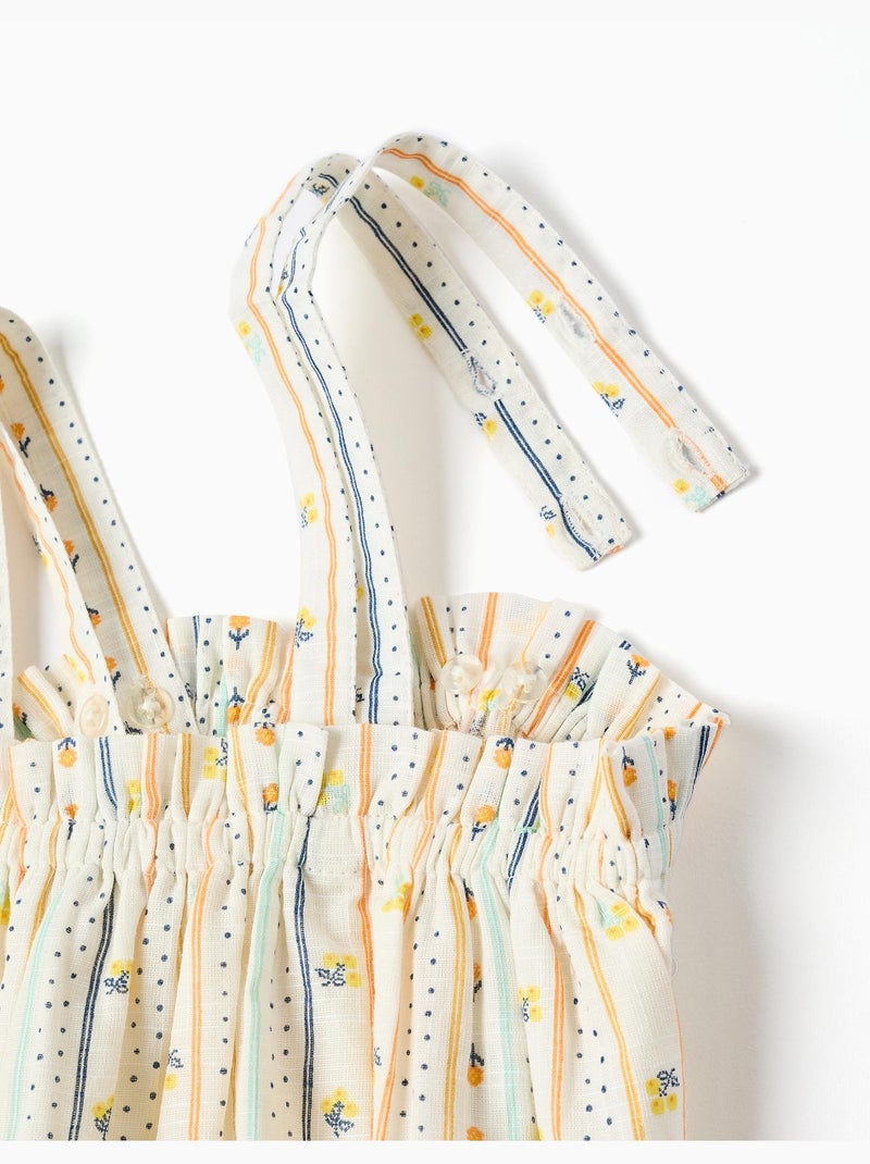Blouse sans manches en coton avec motif floral Beige clair - Kiabi