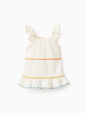 Blouse sans manches en coton avec volants