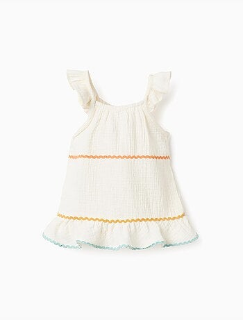 Blouse sans manches en coton avec volants