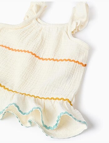 Blouse sans manches en coton avec volants
