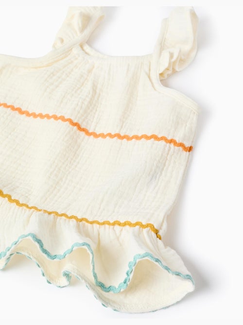 Blouse sans manches en coton avec volants - Kiabi