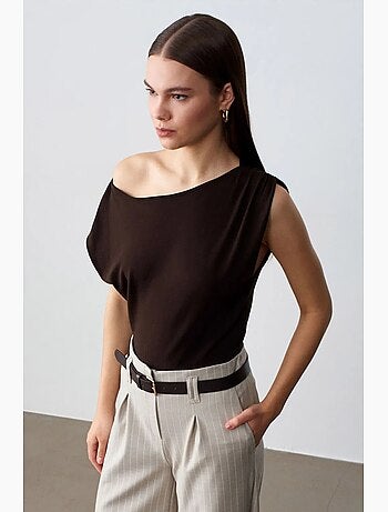 Blouse sans manches en crêpe, épaules dénudées dilvin