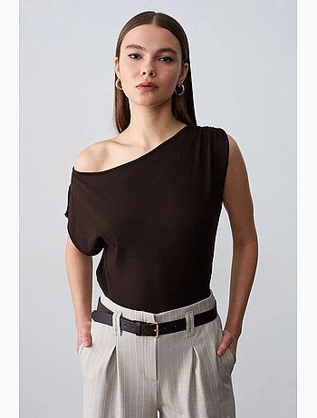 Blouse sans manches en crêpe, épaules dénudées dilvin
