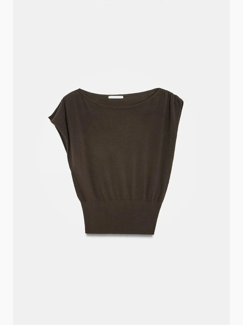 Blouse sans manches en crêpe, épaules dénudées dilvin Marron chocolat - Kiabi