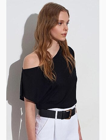 Blouse sans manches en crêpe, épaules dénudées dilvin