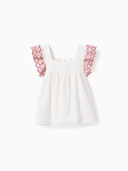 Blouse sans manches en lin et coton à volants - Kiabi