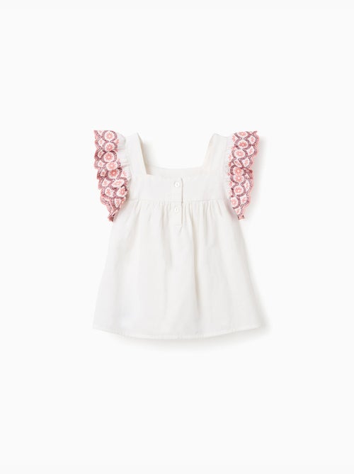 Blouse sans manches en lin et coton à volants - Kiabi