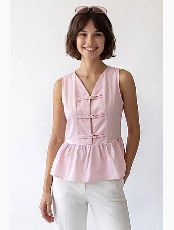 Blouse sans manches en popeline à basque mixray