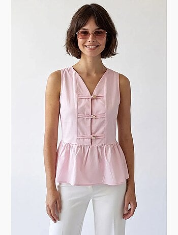 Blouse sans manches en popeline à basque mixray