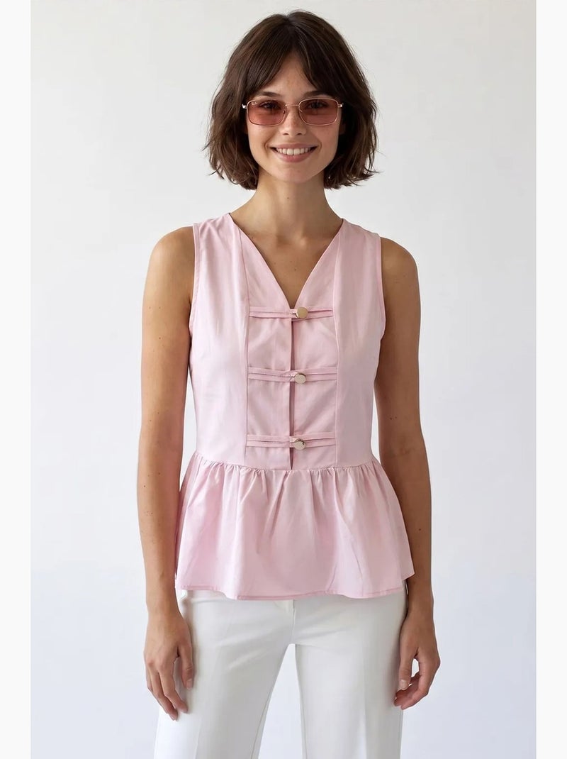 Blouse sans manches en popeline à basque mixray Rose dragée - Kiabi